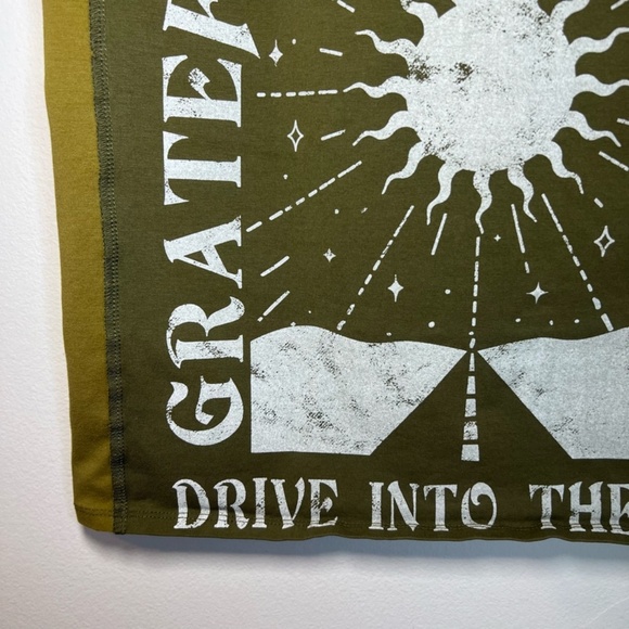 Cleo + Wolf Women's One Shoulder Tank Top Green Western Stretch Graphic Sz Large - Picture 5 of 12